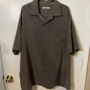 Batik Bay Dark Olive Green/Brown Button Shirt Size XL